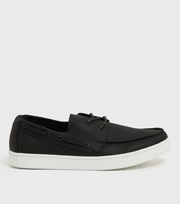 New Look Black Suedette Boat Shoes